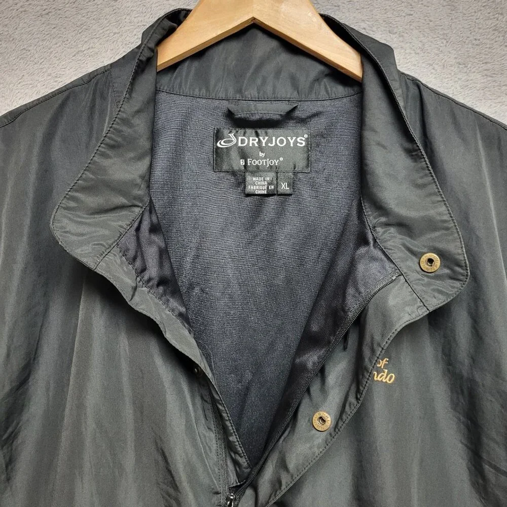 DryJoys Vest Mens XL Black Windbreaker 1/2 Zip FootJoy Country Club Of Orlando